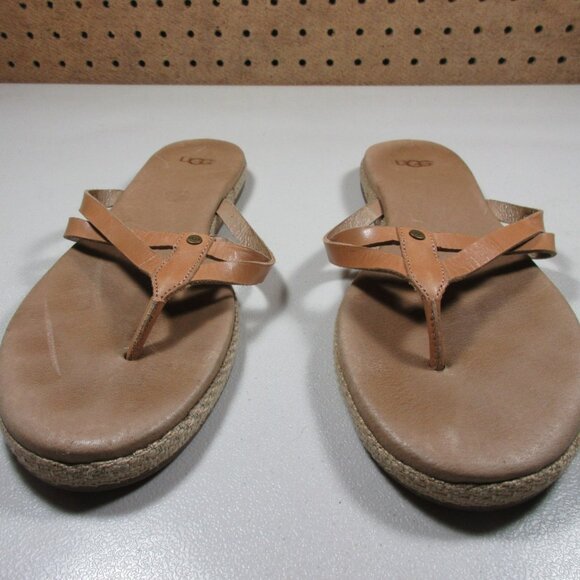UGG womens tan Annice leather thong sandals 1016801 9 M EUC - Picture 3 of 6